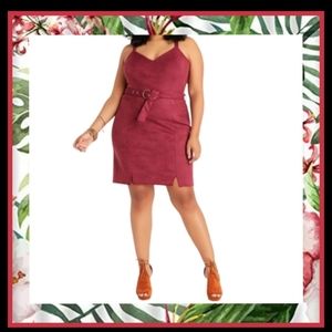 WINE ☆ SUEDECLOTH ☆  BELTED JUMPER DRESS ☆ NWT